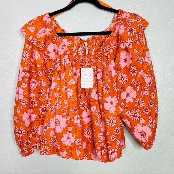 Free People NWT Miss Daisy Floral Printed Smock Blouse sz S - Picture 5 of 8